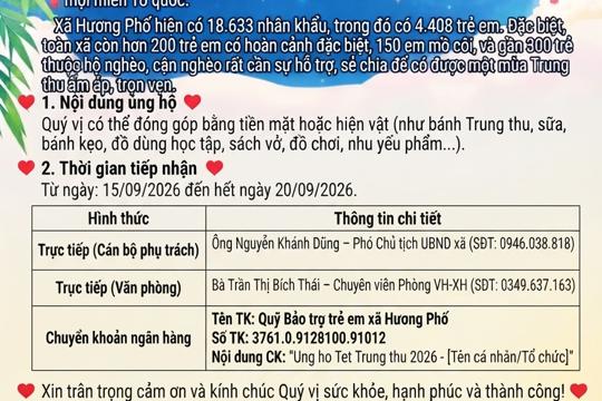 Thư ngõ về việc kêu gọi ủng hộ Chương trình Trung thu năm 2026