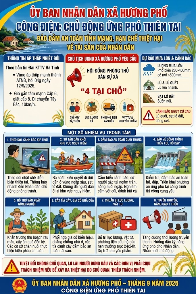 Công điện về việc chủ động ứng phó với áp thấp nhiệt đới, mưa lớn, lũ quét, sạt lở đất  trên địa bàn 